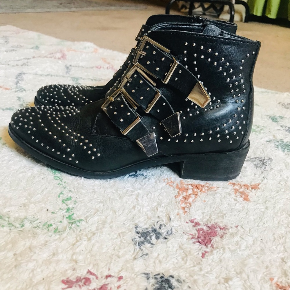 Aldo Black Studded Booties 6.5